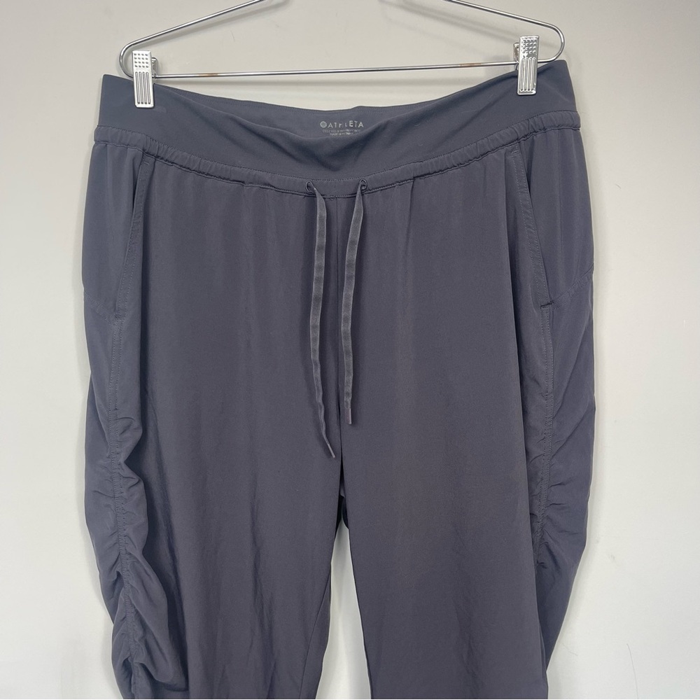 Athleta Attitude Pant Ruched Jogger Gray 384001 Size 14 Yoga Dance Travel Gym - Picture 4 of 12